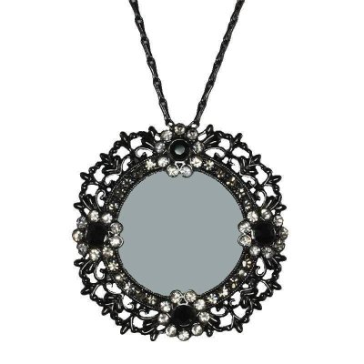 Black or Red Crystal Magnifying Glass Necklace