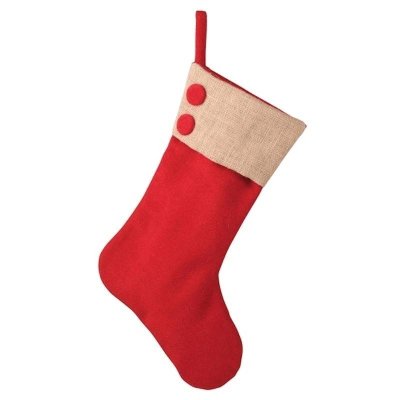 Burlap & Buttons Christmas Stocking
