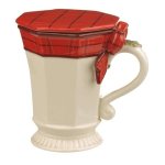 Red Plaid Bow Christmas Coffee Mug with Lid or Coaster