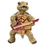 Playing Guitar Turtle Figurine Trinket Box by Keren Kopal