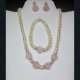 Pearls & Roses Necklace Bracelet & Earrings Jewelry Set