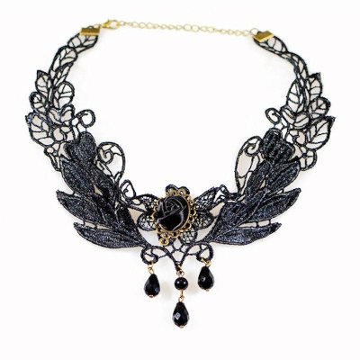 Black Rose in Lace Choker Necklace