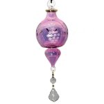 Grape Design Etched Glass Ornament with Crystal Dangle
