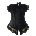 All About Sexy Long Black Lace Ruffle Corset