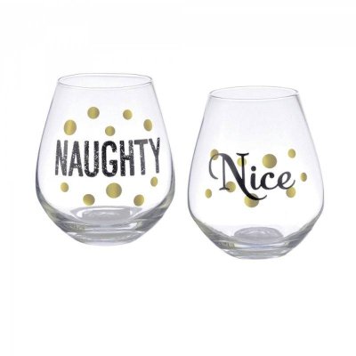 Naughty or Nice Christmas Stemless Wine Glass