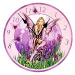 Purple Fairy Fantasy Art Wall Clock by Lisa Parker