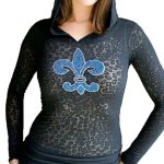 Fleur de Lis Rhinestone Hoodie Shirt by Sabrina Barnett