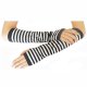 Striped Black & White Long Fingerless Gloves