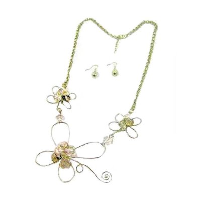 Beaded Crystal Flower Jewelry Set