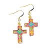 Cloisonne Cross & Crystal Beaded Earrings