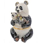 Panda Bear Figurine Trinket Box Mother & Baby