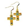 Cloisonne Cross & Crystal Beaded Earrings