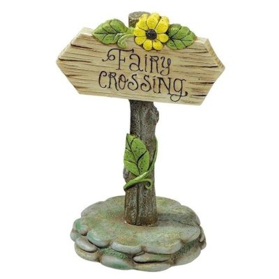 Fairy Crossing Fairy Garden Sign Figurine