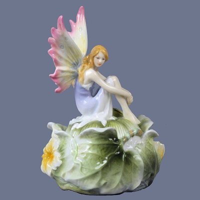 Green Cabbage Fairy Trinket Box by Veronese Design