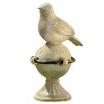 Bird Garden Figurine on Pedestal with Metal Ring