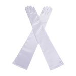White Satin Long Glamorous Formal Gloves
