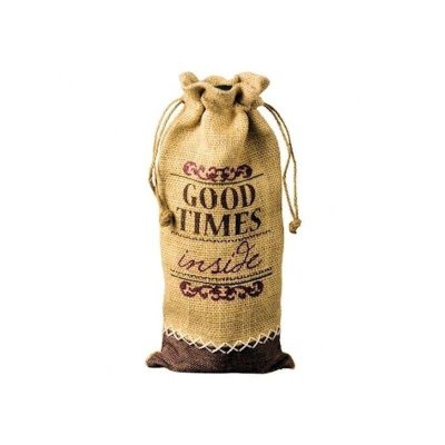 Good Times Inside Burlap Wine Gift Bag