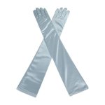 Light Blue Satin Long Glamorous Formal Gloves