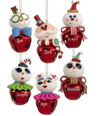 Cartoon Jingle Bell Character Christmas Ornament