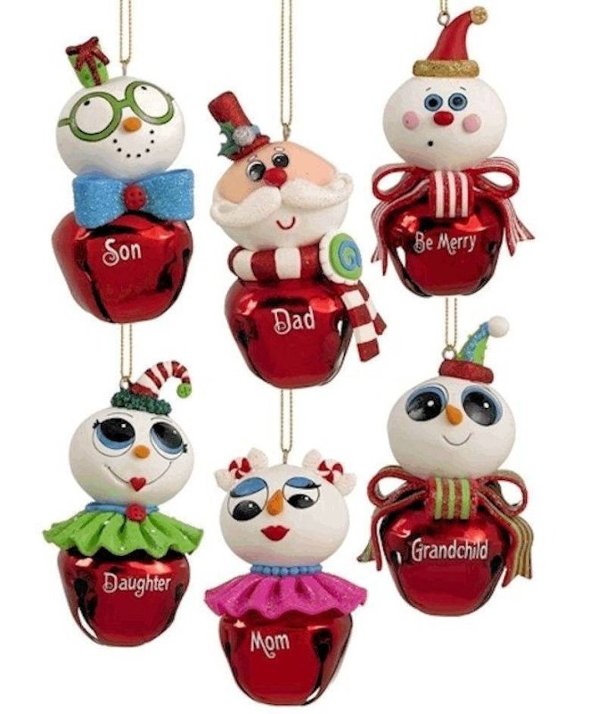 Cartoon Jingle Bell Character Christmas Ornament