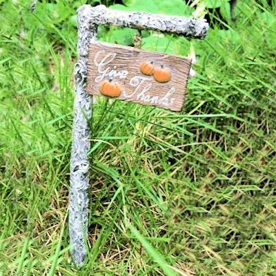 Give Thanks Fall Fairy Garden Sign Figurine