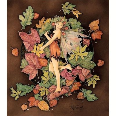 Autumn Leaves Fairy Fantasy Art by Linda Ravenscroft