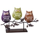 Crimson Hollow Owl Figurine Metal Tea Light Candle Holder