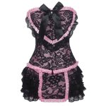 French Maid Style Corset Set Top & Skirt