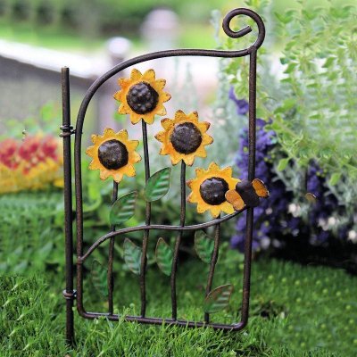 Sunflower Gate Figurine for a Fairy Garden