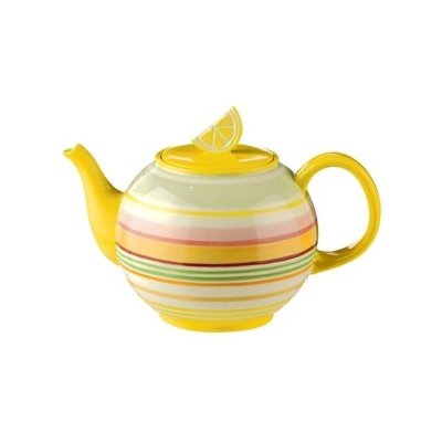 Bright Lemon Striped Ceramic Teapot by Grasslands Road