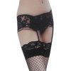 Black Lace Garter Belt & Matching Fishnet Stocking Set