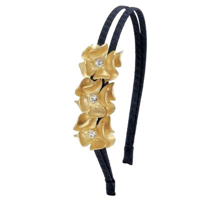 Gold & Crystal Flowers Headband by Spring Street Design