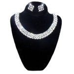 Glorious Rhinestone Choker Necklace & Earrings Jewelry Set