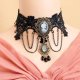 Black Vintage Cameo Cascade Choker Necklace