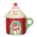 Merry Mini Cottage with Lid Christmas Coffee Mug or Tea Cup
