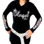 Angel & Roses Rhinestone Hoodie Shirt by Sabrina Barnett