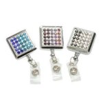 Crystal Brilliance Square Metal Badge Holder or Lanyard