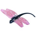 Dragonfly Ornament Handmade Glass with Pink Wings