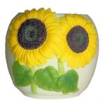 Sunflowers Ceramic Sculpted Votive Candle Holder
