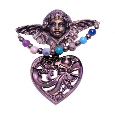 Angel with Beaded Garland Lapel Pin