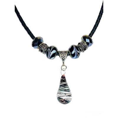 Black Sorceress Tear Drop Beaded Necklace