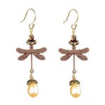 Dragonfly Earrings with Genuine Pearls by Robin Goodfellow
