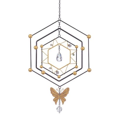 Butterfly Hexagon Hanging Garden Ornament