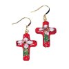 Cloisonne Cross Beaded Earrings