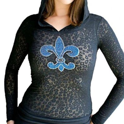 Fleur de Lis Rhinestone Hoodie Shirt by Sabrina Barnett