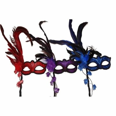 Floral Venetian Carnival Mask on a Stick