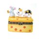 Cheese with Mouse and Calico Kitten Trinket Box