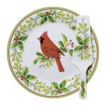 Cardinal Design Cake Plate Server Set from Andrea by Sadek