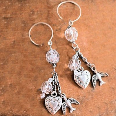 Birdies & Hearts Chandelier Earrings