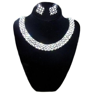 Glorious Rhinestone Choker Necklace & Earrings Jewelry Set